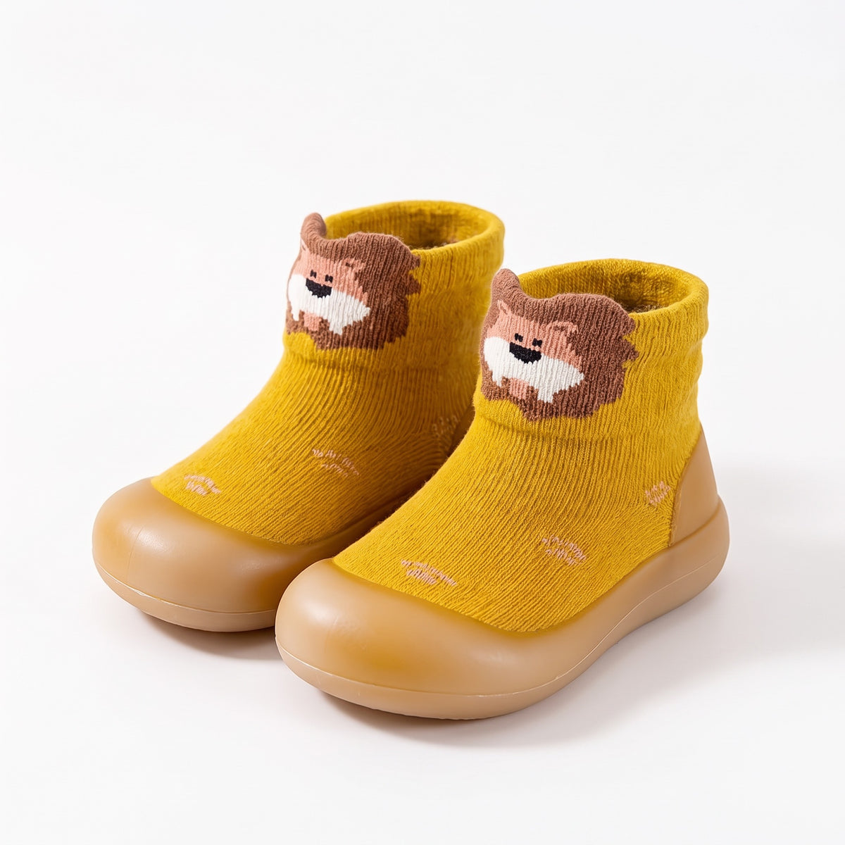 Buty skarpetkowe dziecięce z motywem 3D, żółty lew
