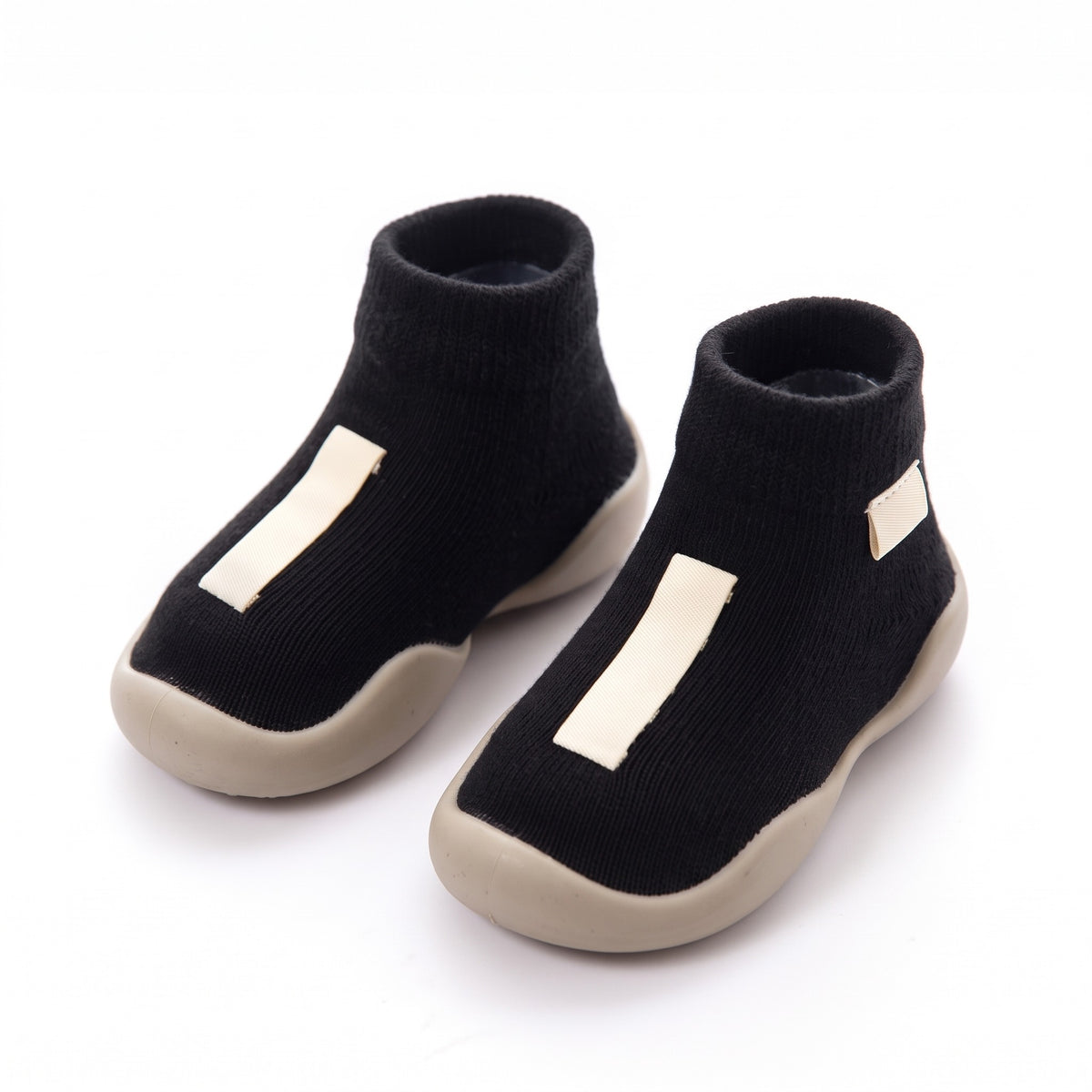 Buty skarpetkowe niemowlęce z dzianiny, czarny