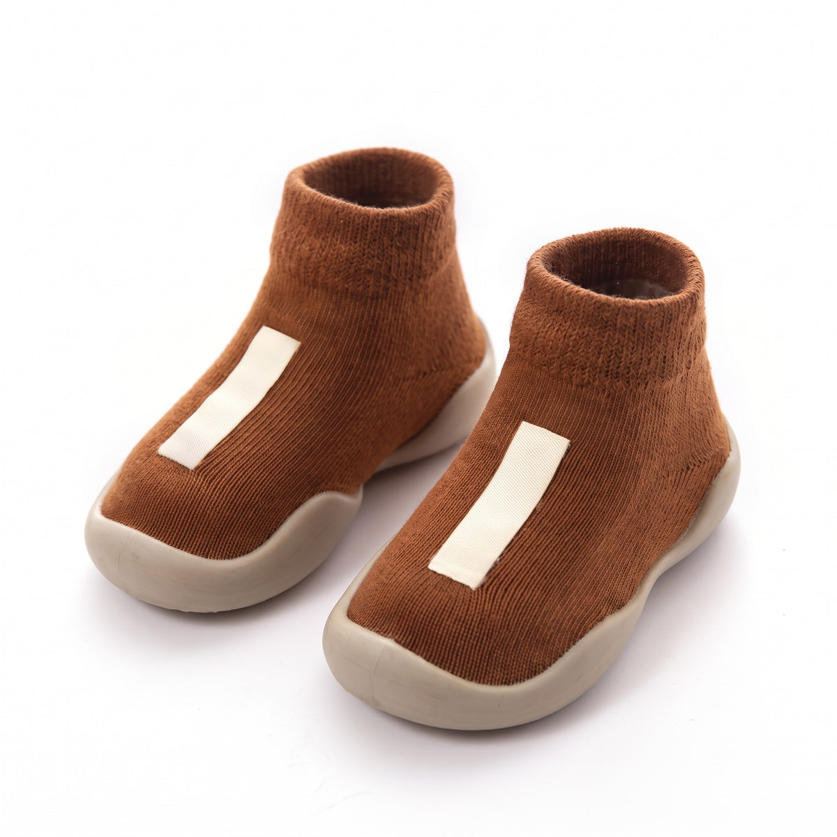 Buty skarpetkowe niemowlęce z dzianiny, brązowy