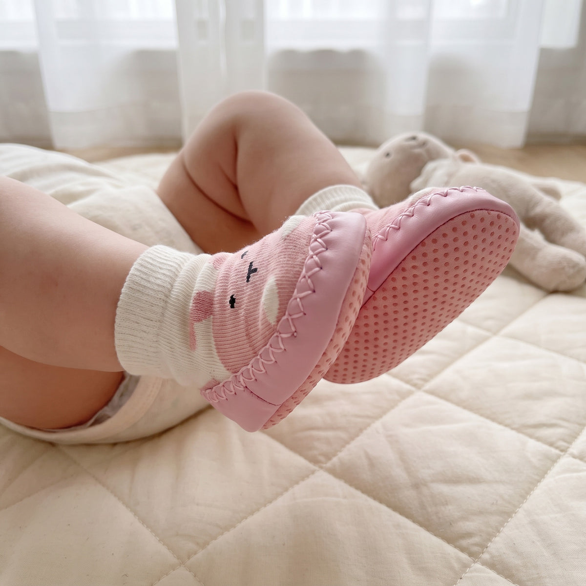 Buty skarpetkowe niemowlęce ze zwierzątkiem