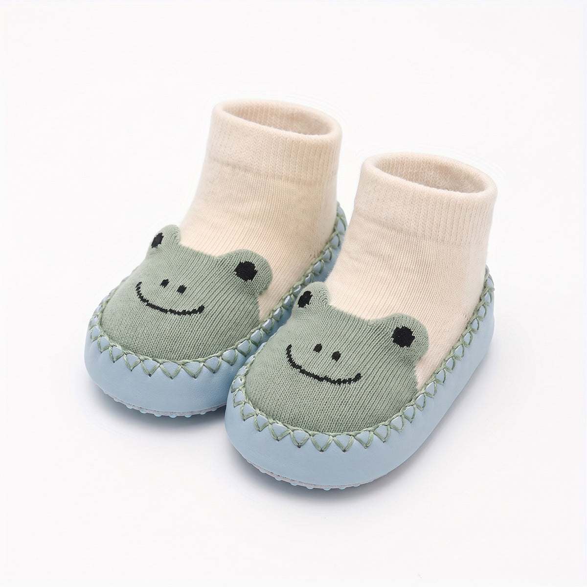 Buty skarpetkowe niemowlęce ze zwierzątkiem, zielona żabka