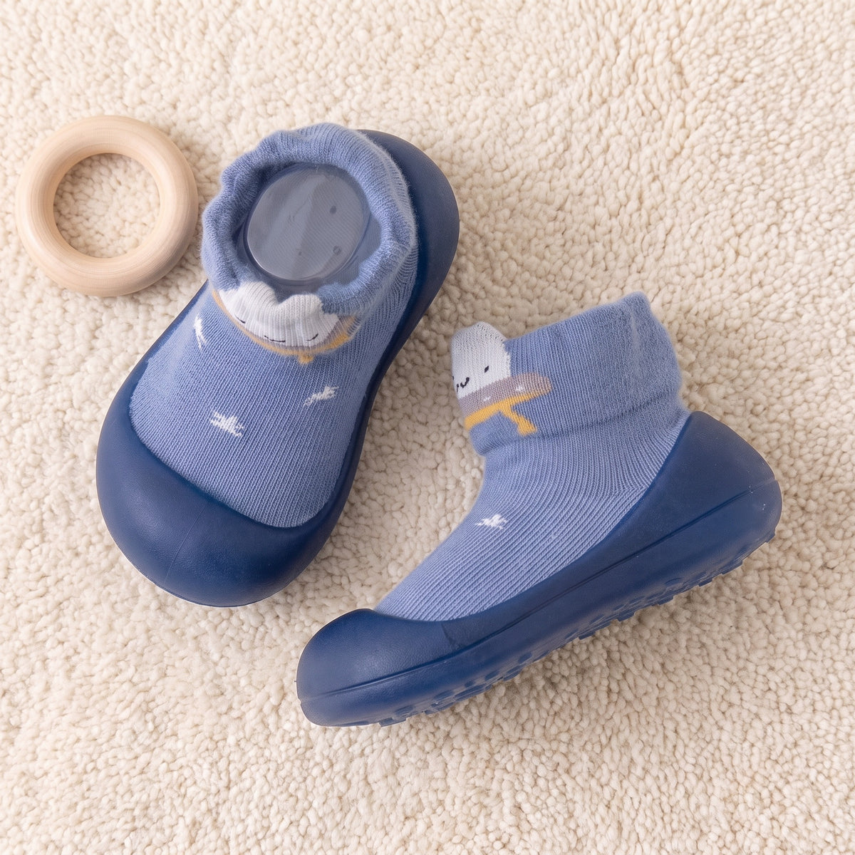 Buty skarpetkowe niemowlęce ze zwierzątkiem