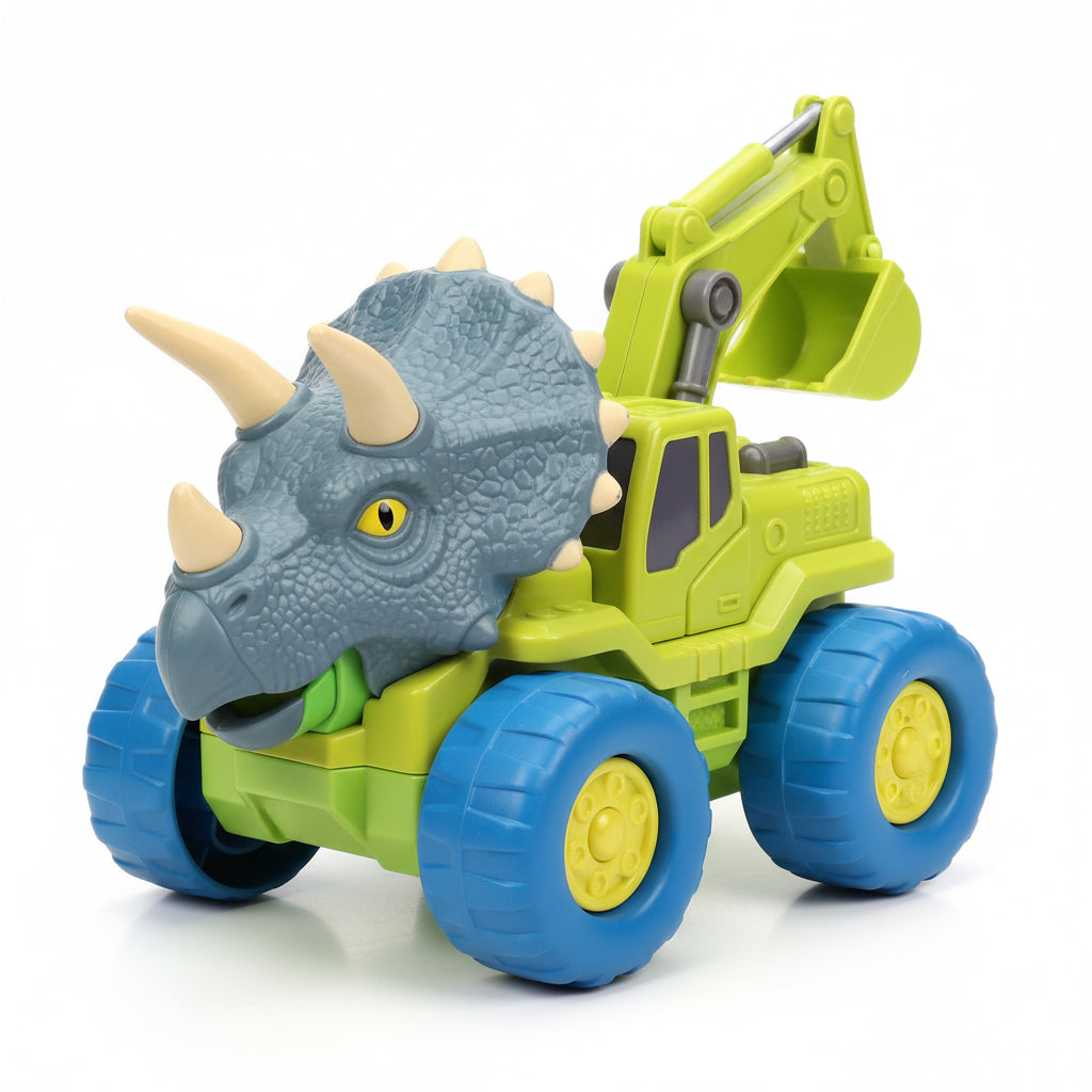 Ciężarówka dinozaur z klatką, koparka triceratops