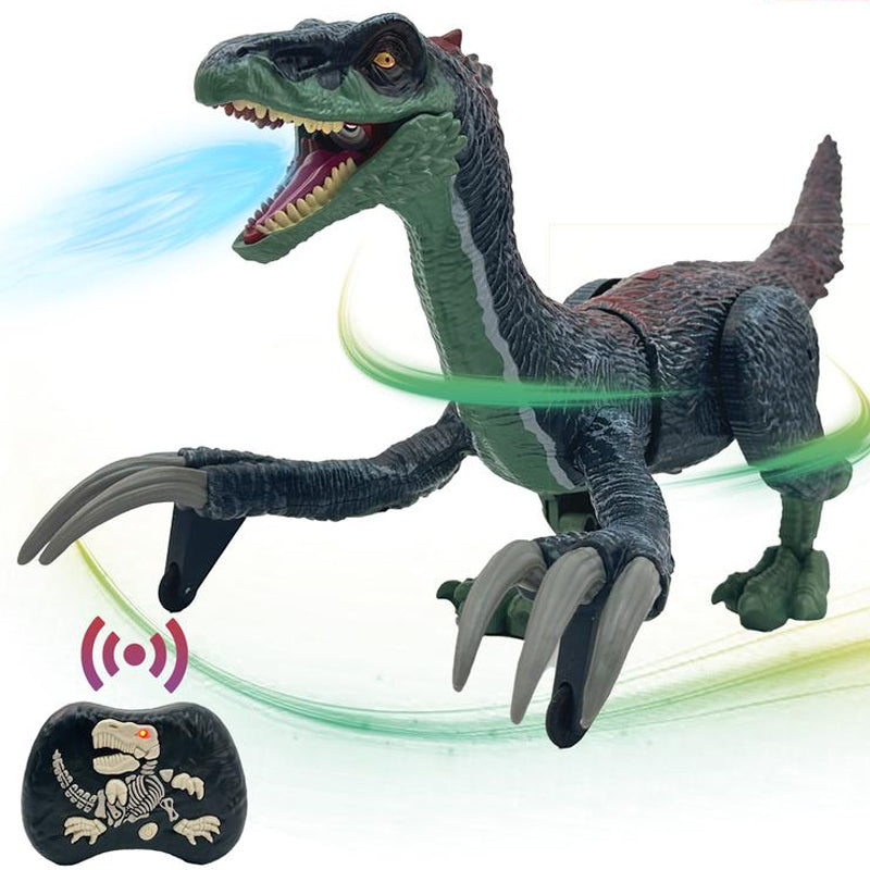 Dinozaur zdalnie sterowany z funkcją mgiełki, dinozaur w ruchu