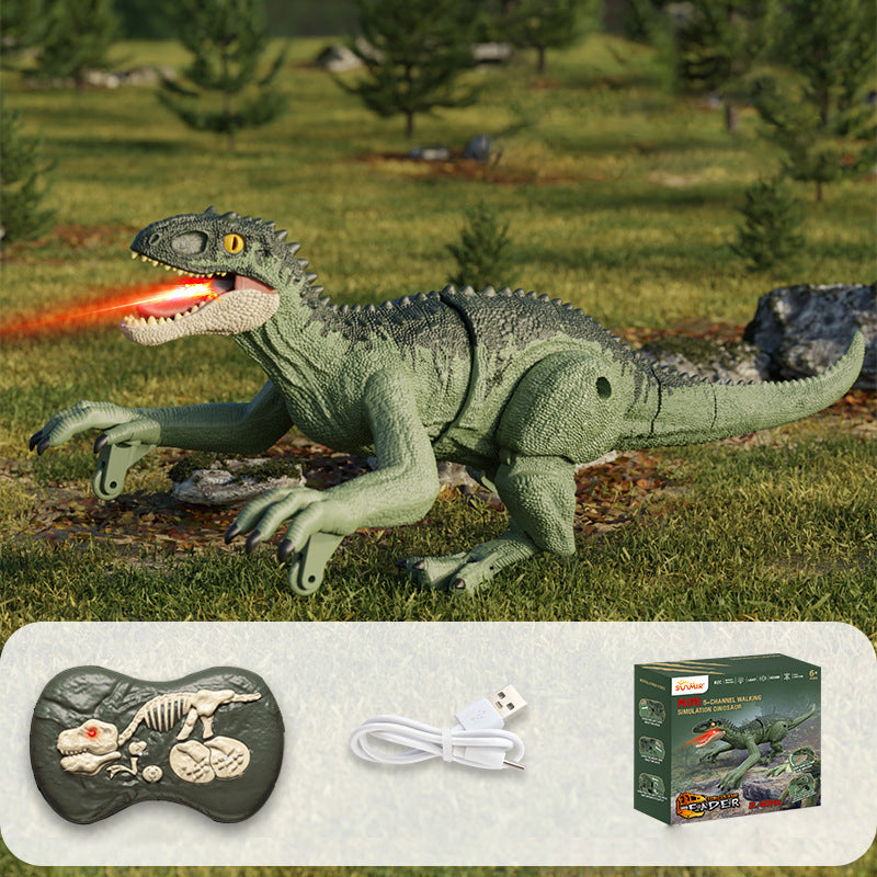 Dinozaur zdalnie sterowany z funkcją mgiełki, tyranozaur zielony z zestawem