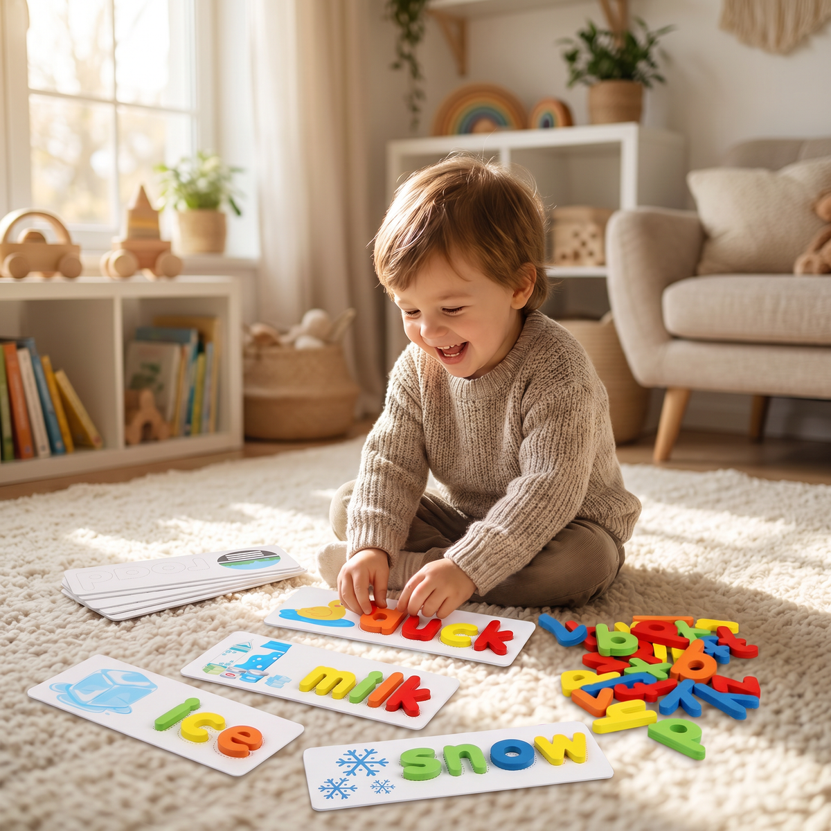 Drewniana gra do nauki literowania – edukacyjna zabawka Montessori – widok produktu 2 | Kidartsy