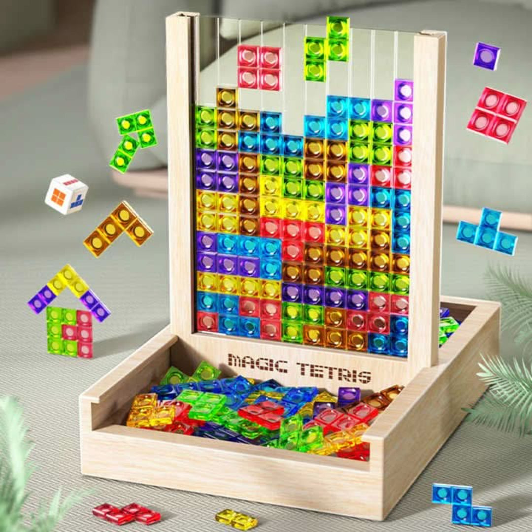 Drewniana Gra Planszowa W Stylu Tetris – Ekologiczny Zestaw Logiczny – widok produktu 1 | Kidartsy