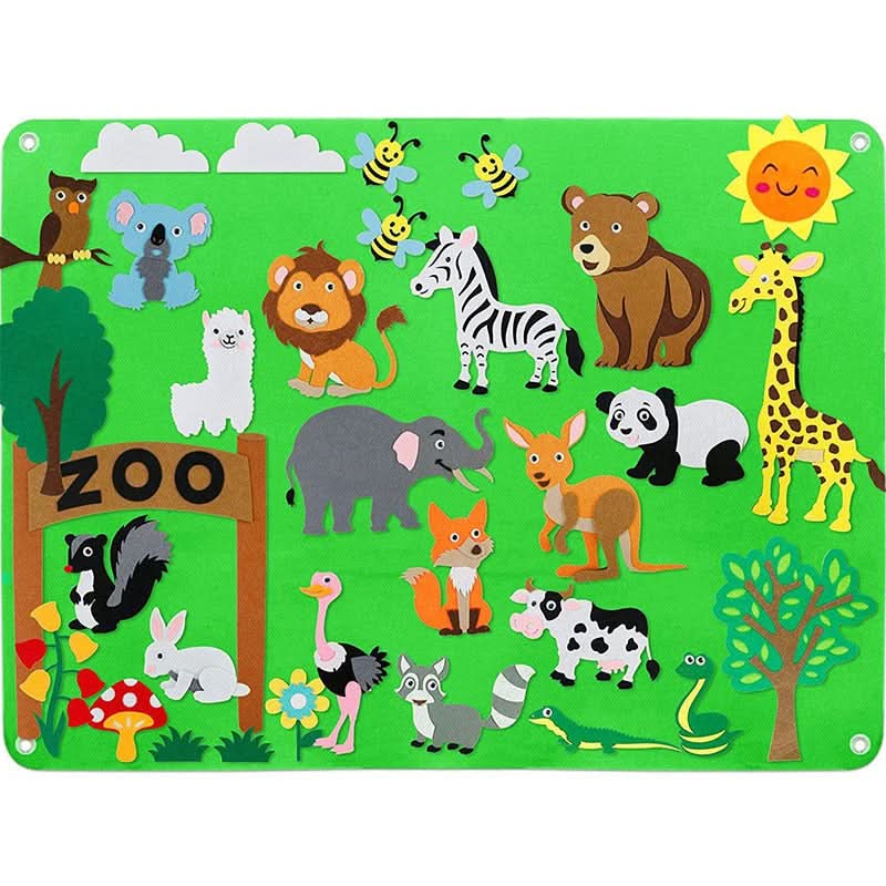 Filcowa tablica z figurkami, motyw zoo