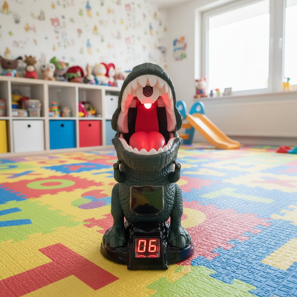 Gra celownicza dinozaur z piankowymi kulkami, cel w pokoju dziecięcym