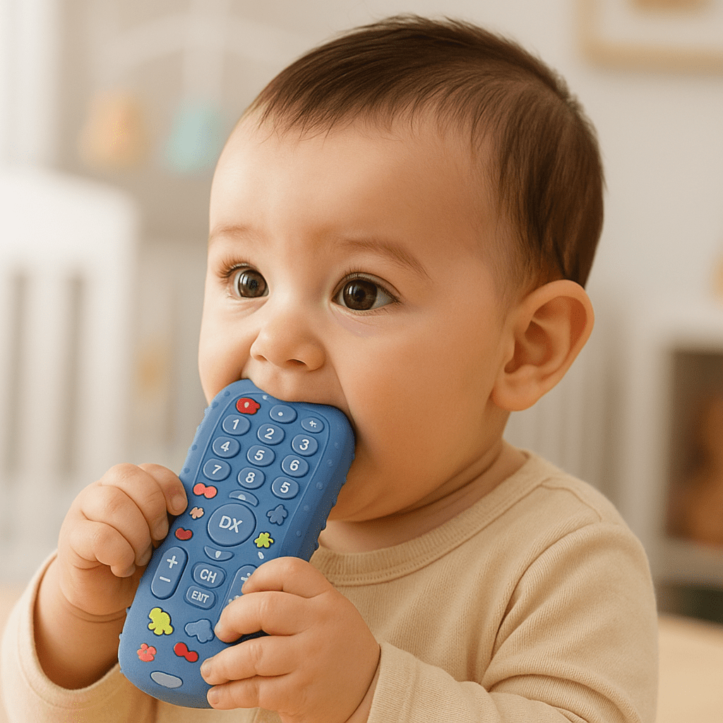 Gryzak silikonowy pilot do telewizora, dziecko z gryzakiem