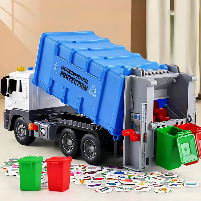 Interaktywna śmieciarka – edukacyjna zabawka do nauki recyklingu – widok produktu 6 | Kidartsy