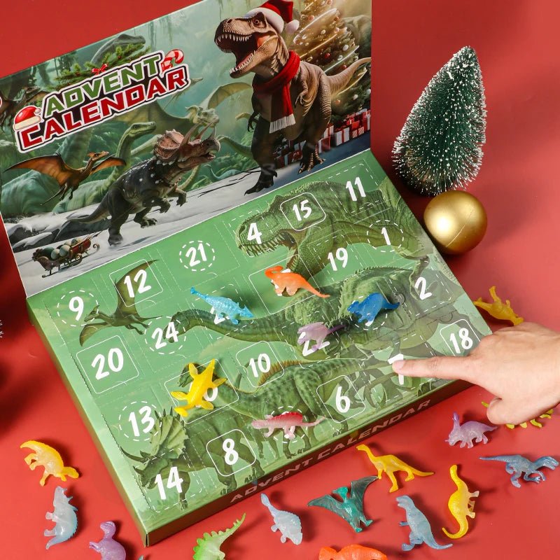 Kalendarz adwentowy z dinozaurami, otwieranie okienka