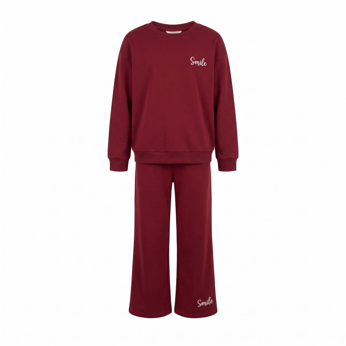Komplet dziewczęcy bluza i szerokie spodnie Smile, bordowy
