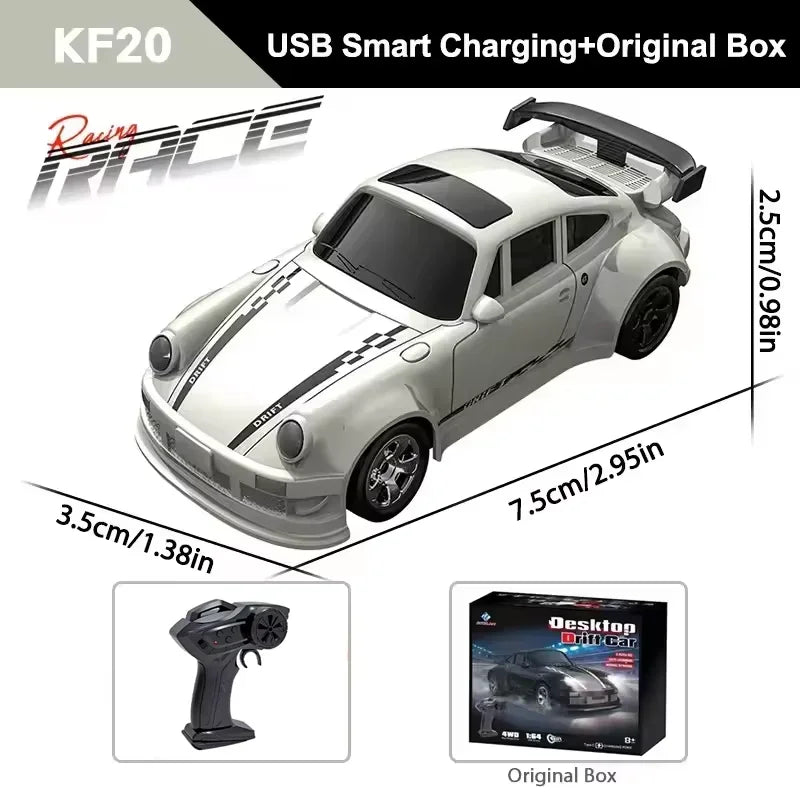 Mini samochód zdalnie sterowany do driftu, wymiary, biały