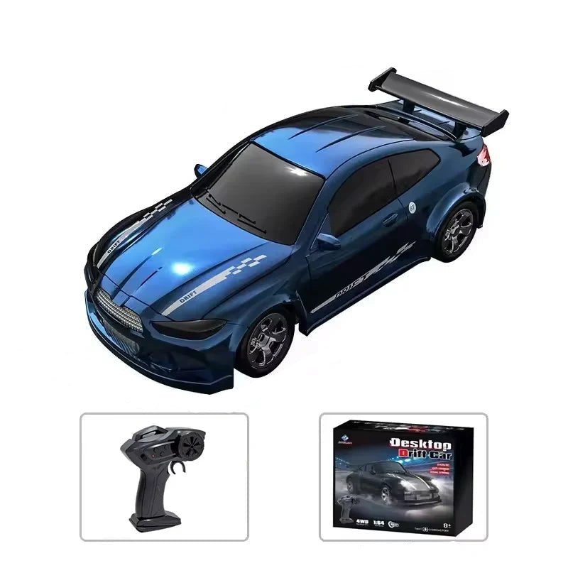 Mini samochód zdalnie sterowany do driftu, model niebieski z zestawem