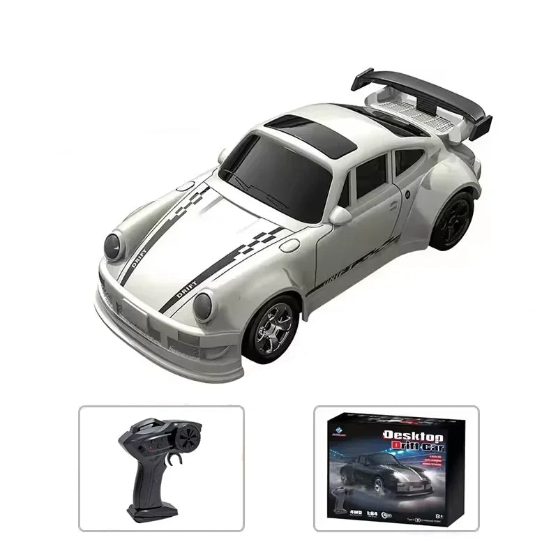 Mini samochód zdalnie sterowany do driftu, model biały z zestawem