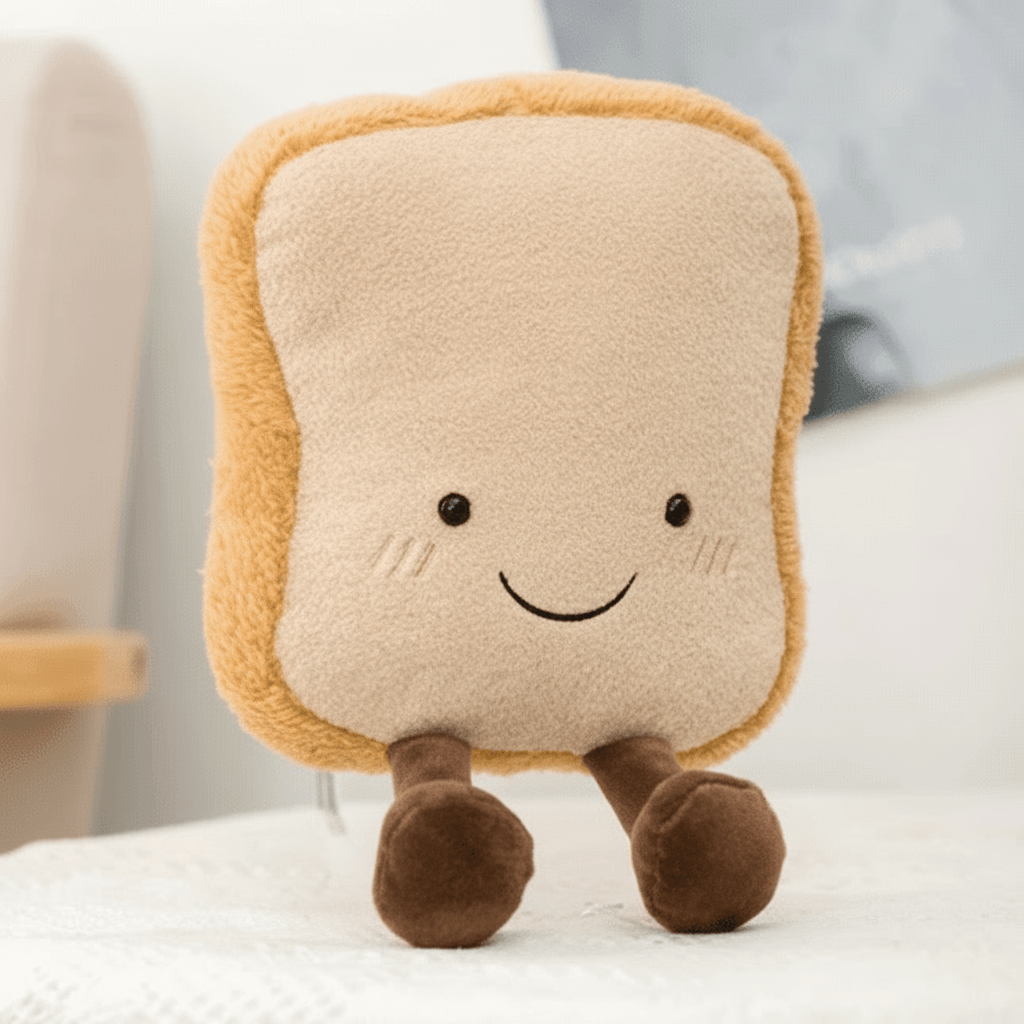 Pluszak w kształcie pieczywa, chleb tostowy z bliska