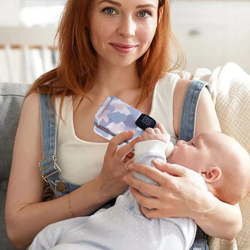 Podgrzewacz do butelek USB w formie otuliny, mama karmi dziecko