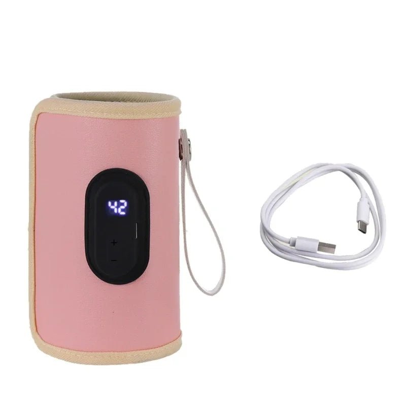 Podgrzewacz do butelek USB z wyświetlaczem, kolor różowy
