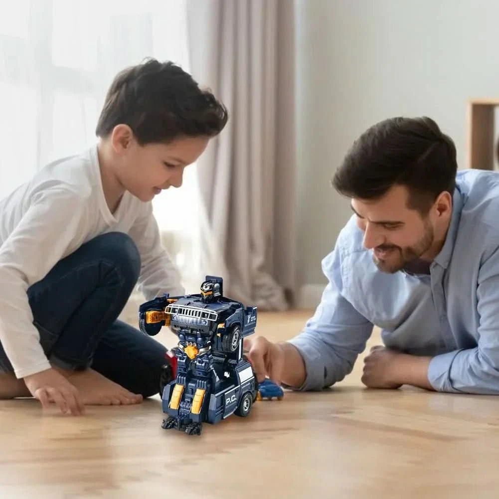 Radiowóz zmieniający się w robota, zabawa z tatą