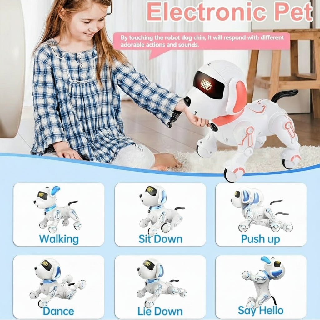 Robot piesek zdalnie sterowany, reakcje na dotyk
