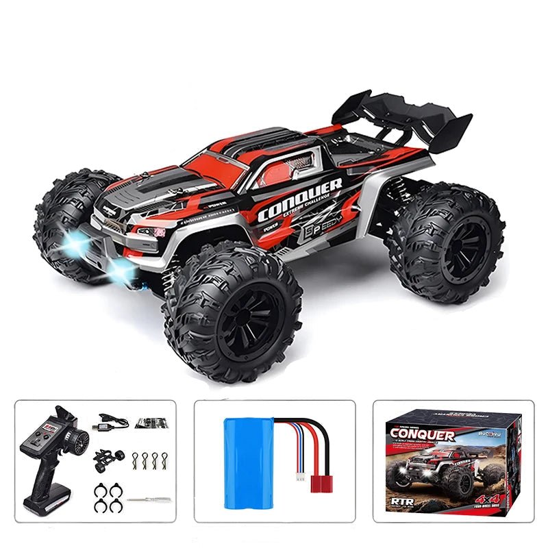Samochód zdalnie sterowany 1:16 offroad, model czerwony z zestawem
