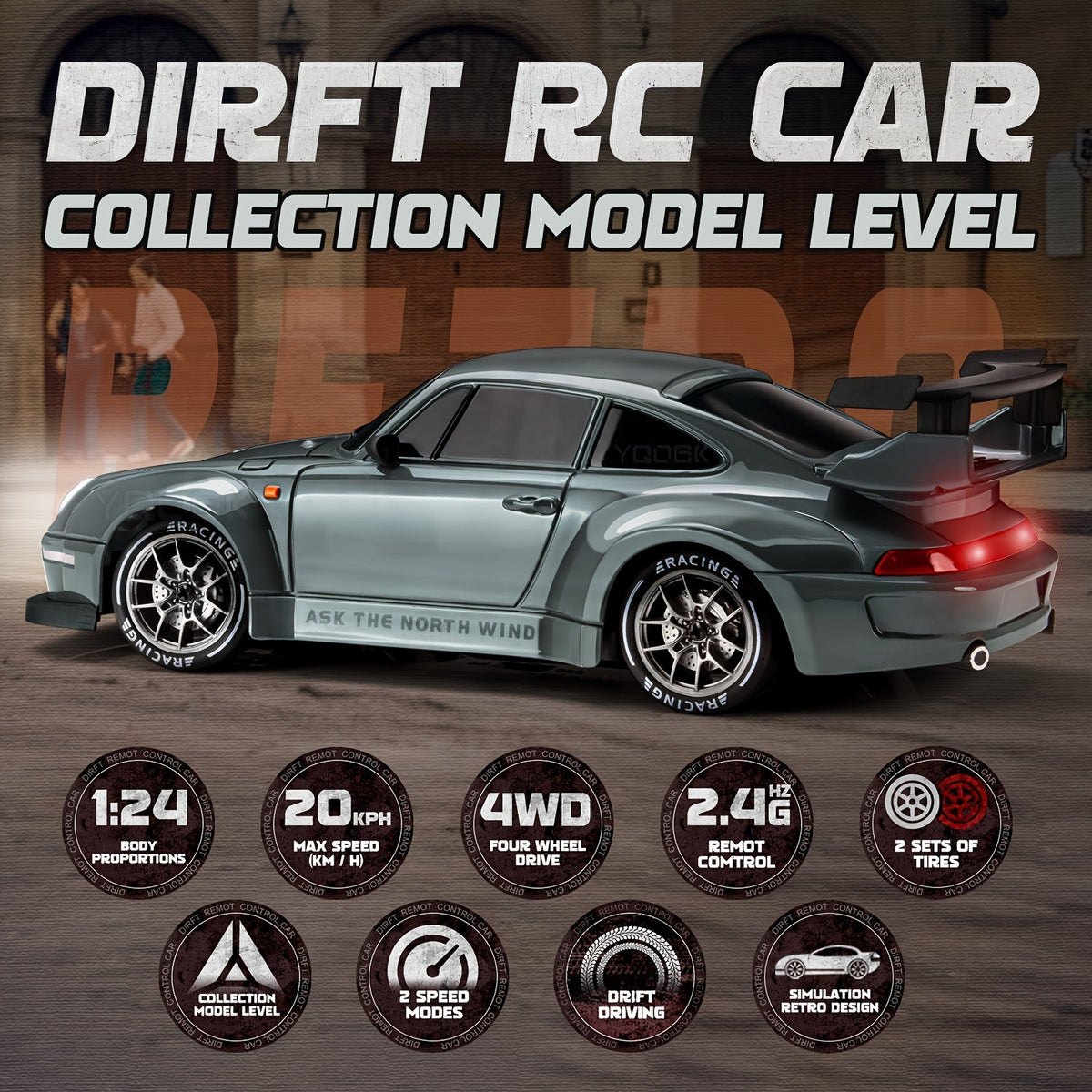 Samochód zdalnie sterowany do driftu 1:24