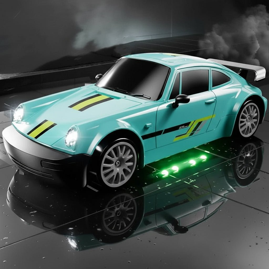 Samochód zdalnie sterowany do driftu 1:24, model miętowy z podświetleniem