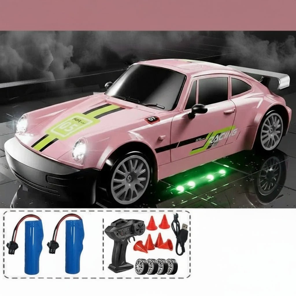 Samochód zdalnie sterowany do driftu 1:24, model różowy z zestawem