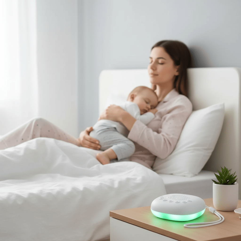 Szumiąca lampka nocna dla niemowląt, lampka na szafce nocnej
