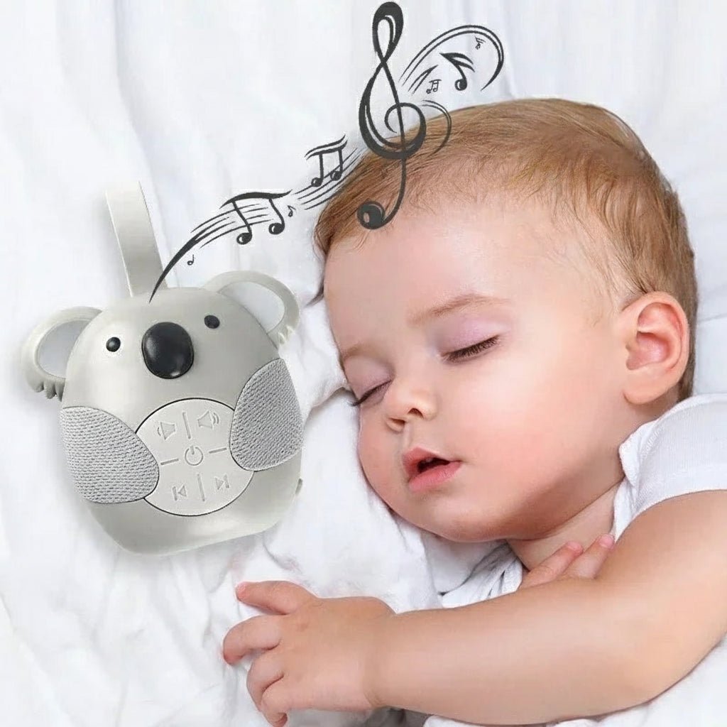 Szumiąca zabawka usypiająca, koala i śpiące dziecko