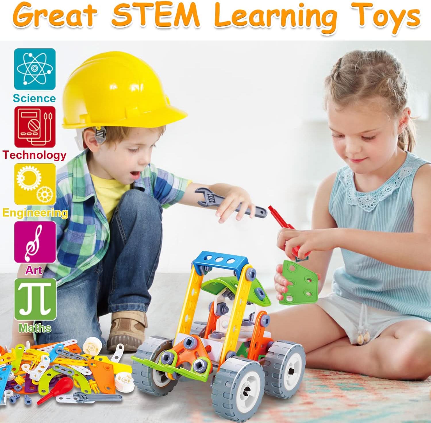 Zestaw konstrukcyjny STEM 10w1, dzieci budują modele