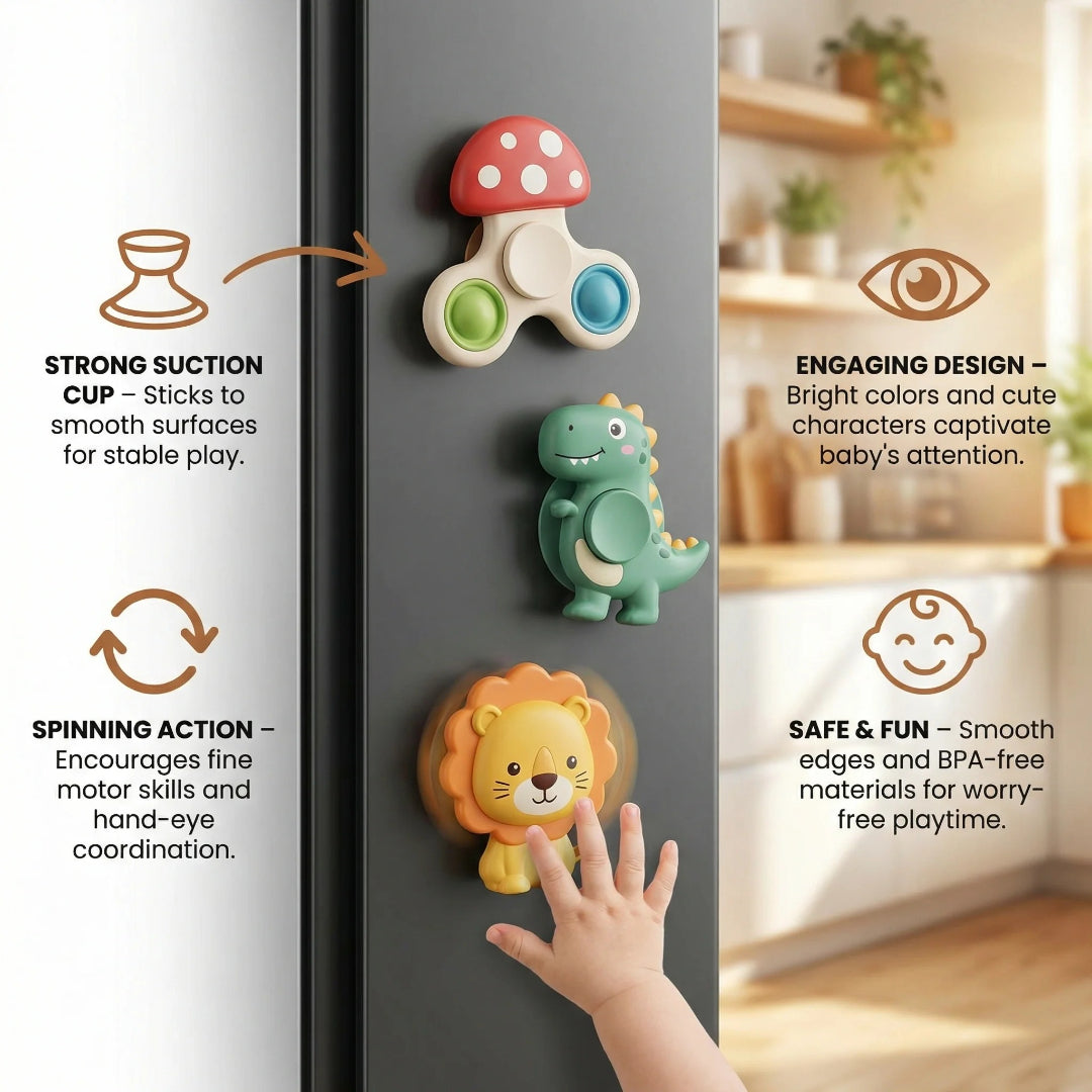 Zestaw spinnerów z przyssawką – widok produktu 2 | Kidartsy