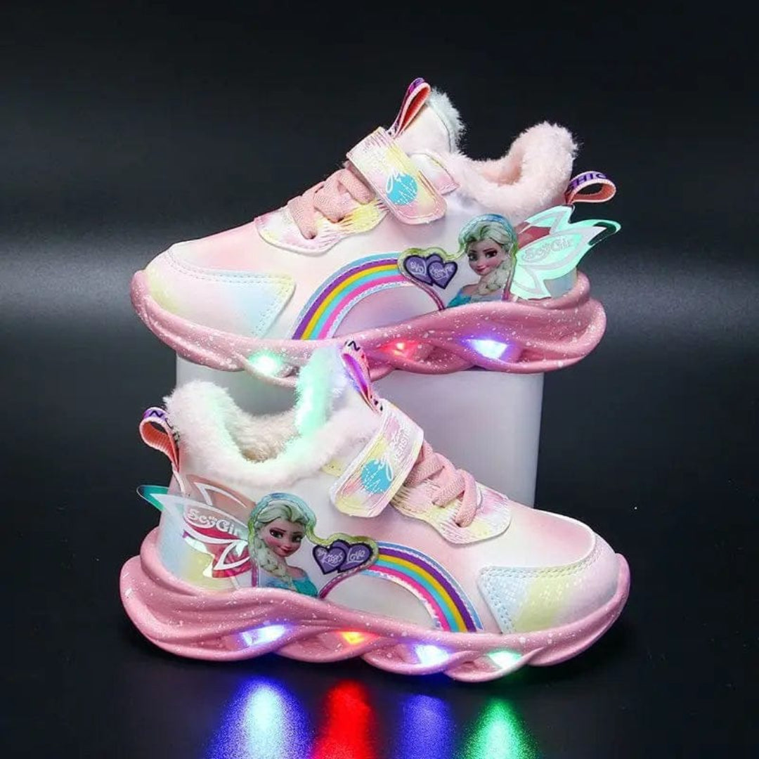 Buty świecące z nadrukiem księżniczki, trampki LED dla dzieci