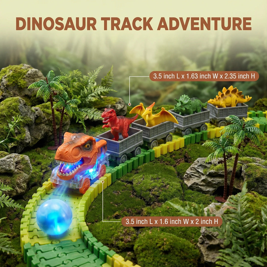 Tor wyścigowy dinozaurów, elastyczny świecący tor