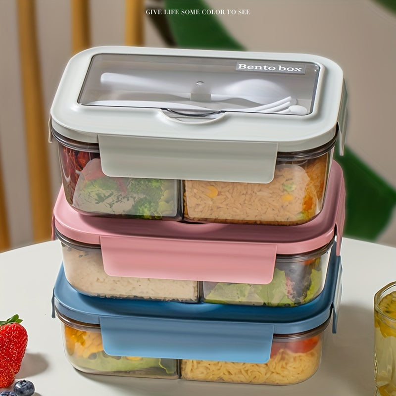 Lunchbox for children with a leak-proof lid and double spoon, microwave safe
