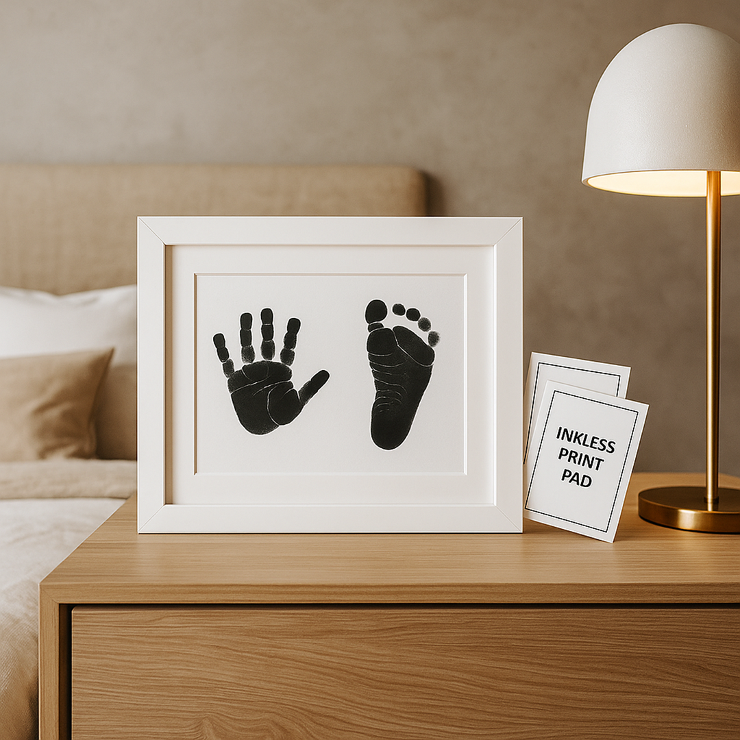 Zestaw Inkless do Odbicia Dłoni i Stópek – Bezpieczna Ramka Pamiątkowa dla Noworodków