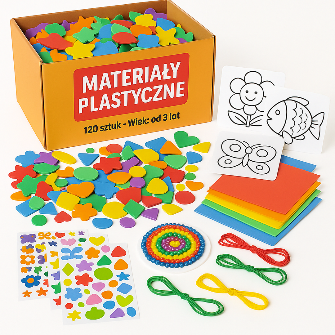 Zestaw Artystyczny – Kreatywne Materiały z Naklejkami, Kolorami i Kształtami