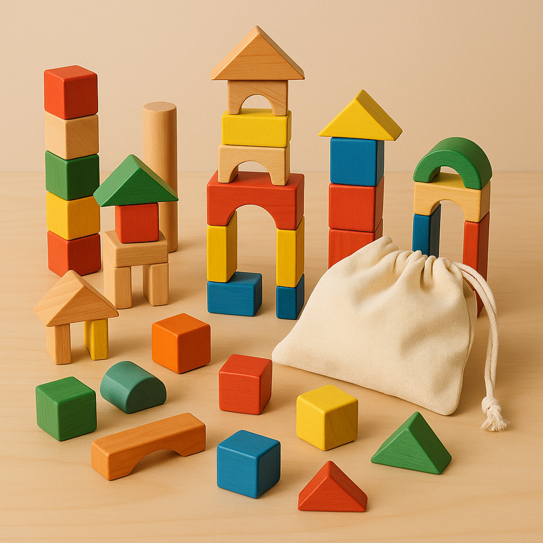 Drewniany Zestaw Klocków – Kreatywne Budowanie dla Dzieci