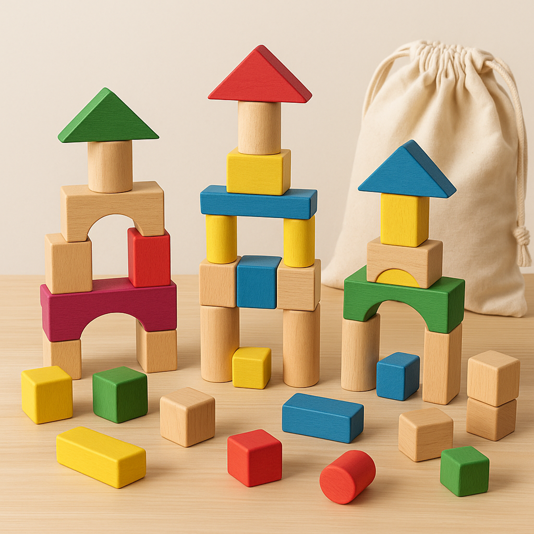 Drewniany Zestaw Klocków – Kreatywne Budowanie dla Dzieci