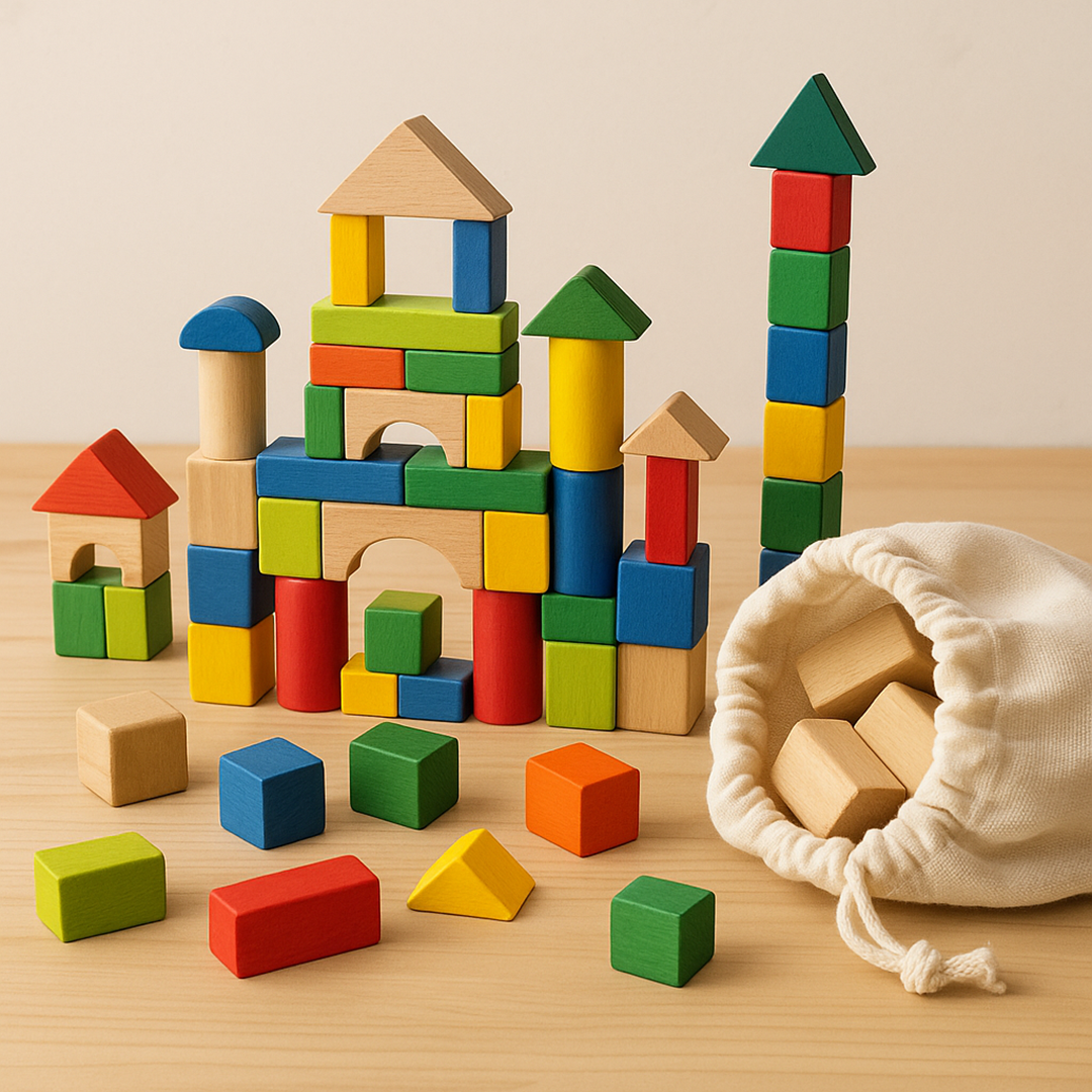 Drewniany Zestaw Klocków – Kreatywne Budowanie dla Dzieci