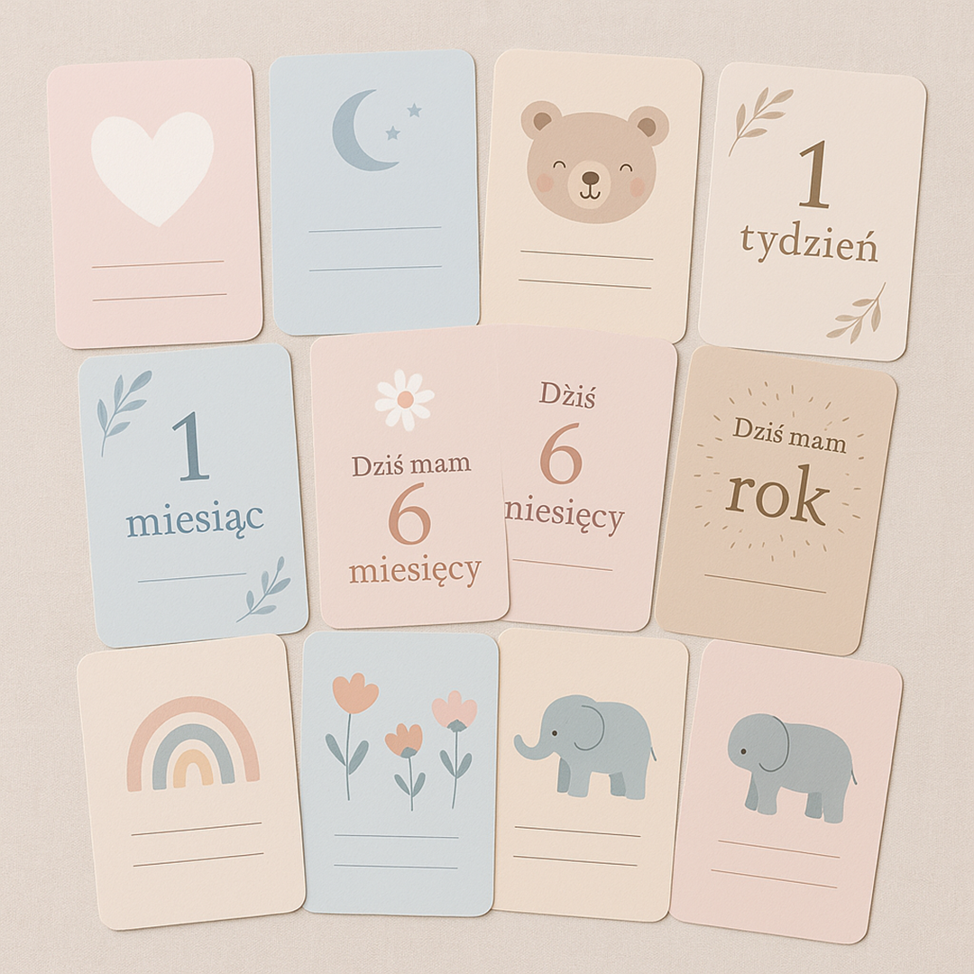 Karty Milestone dla Niemowląt – Zestaw Kart do Uchwycenia Pierwszych Chwil