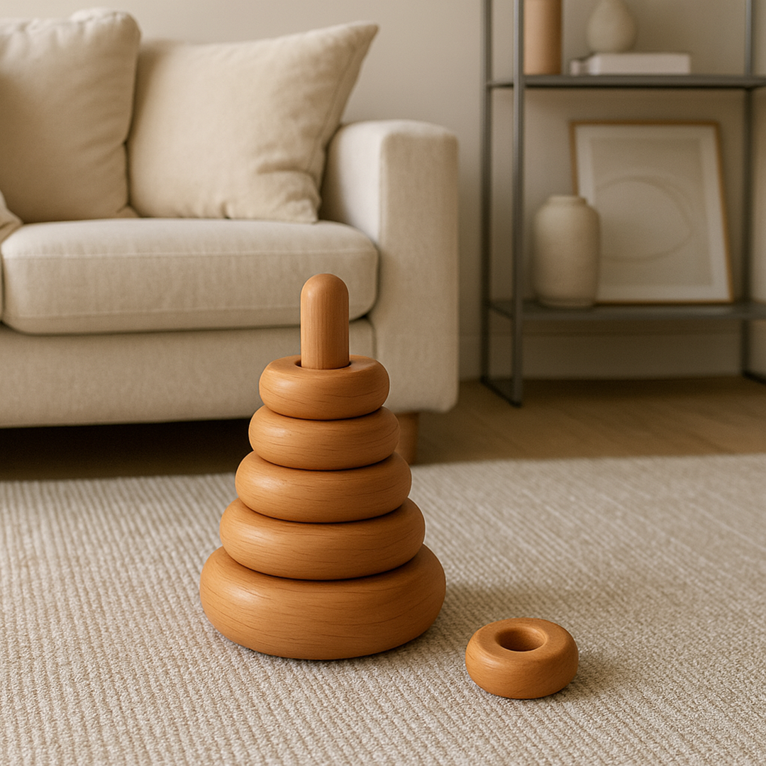 Drewniane stapelkrążki – zestaw 6 elementów dla dzieci