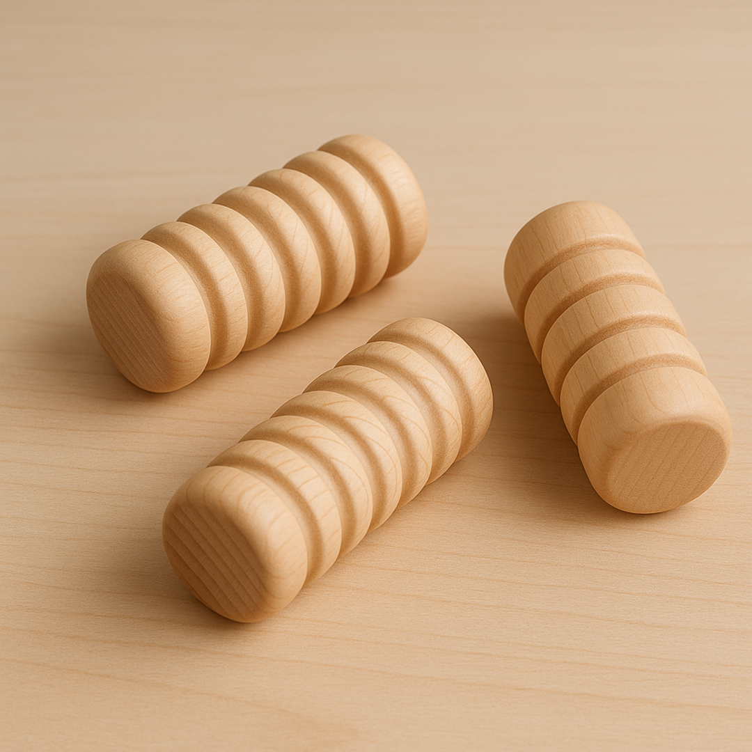 Drewniane wałeczki sensoryczne – zestaw 3 elementów dla dzieci
