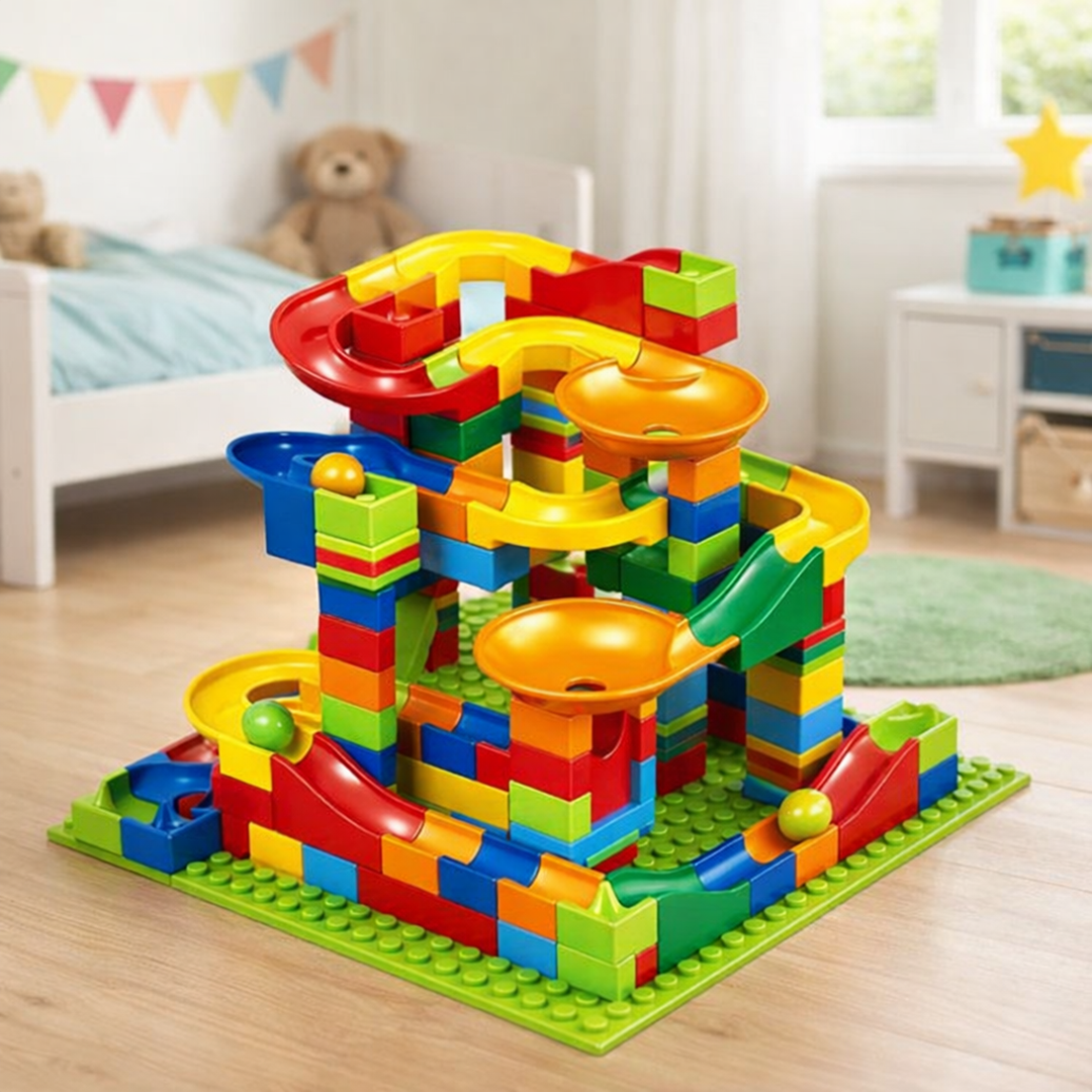 Tor kulkowy z klocków – Samodzielnie zaprojektowany tor wyścigowy dla kulek