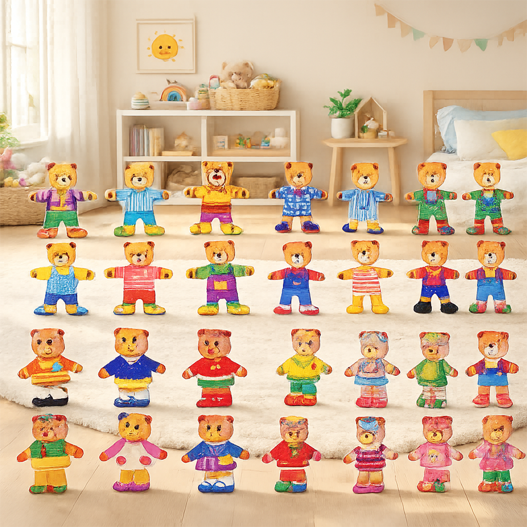 Drewniana układanka do ubierania – Zabawka edukacyjna Boris rozwijająca motorykę małą