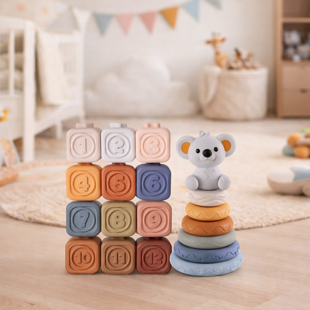 Bezpieczne dla zębów klocki do układania – Gryzak dla niemowląt