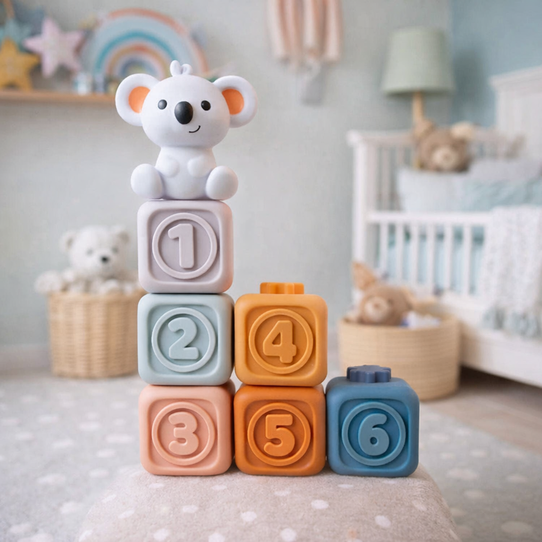 Bezpieczne dla zębów klocki do układania – Gryzak dla niemowląt