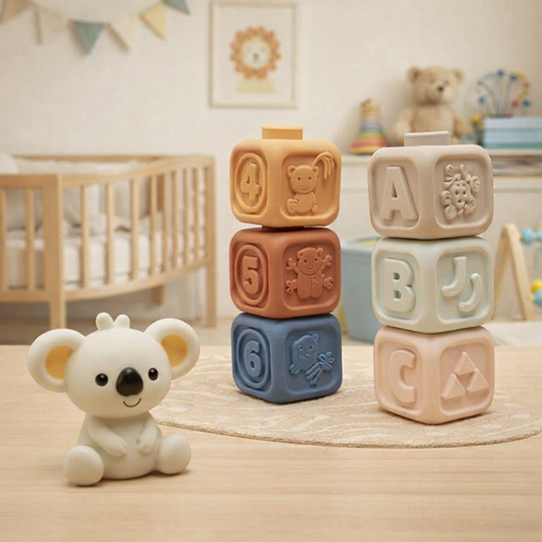 Bezpieczne dla zębów klocki do układania – Gryzak dla niemowląt