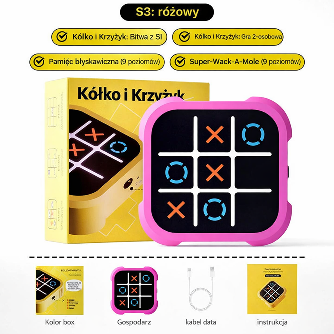Jeu Électronique Morpion – Jeu Logique Portable pour Enfants